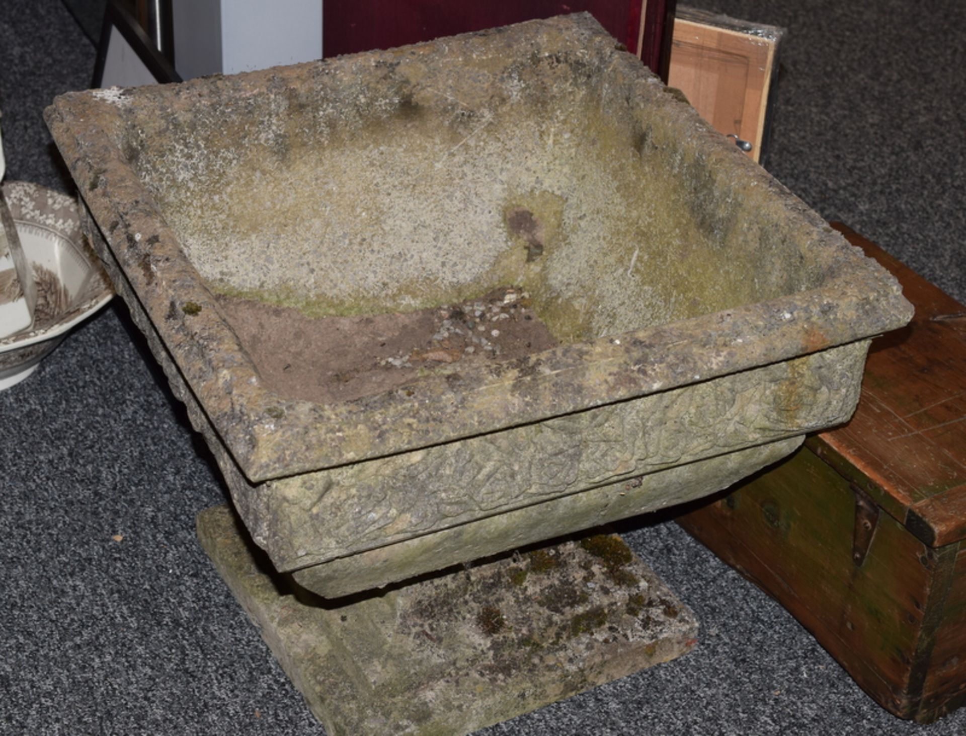 Pair Of Large Square Reconstituted Stone Planters