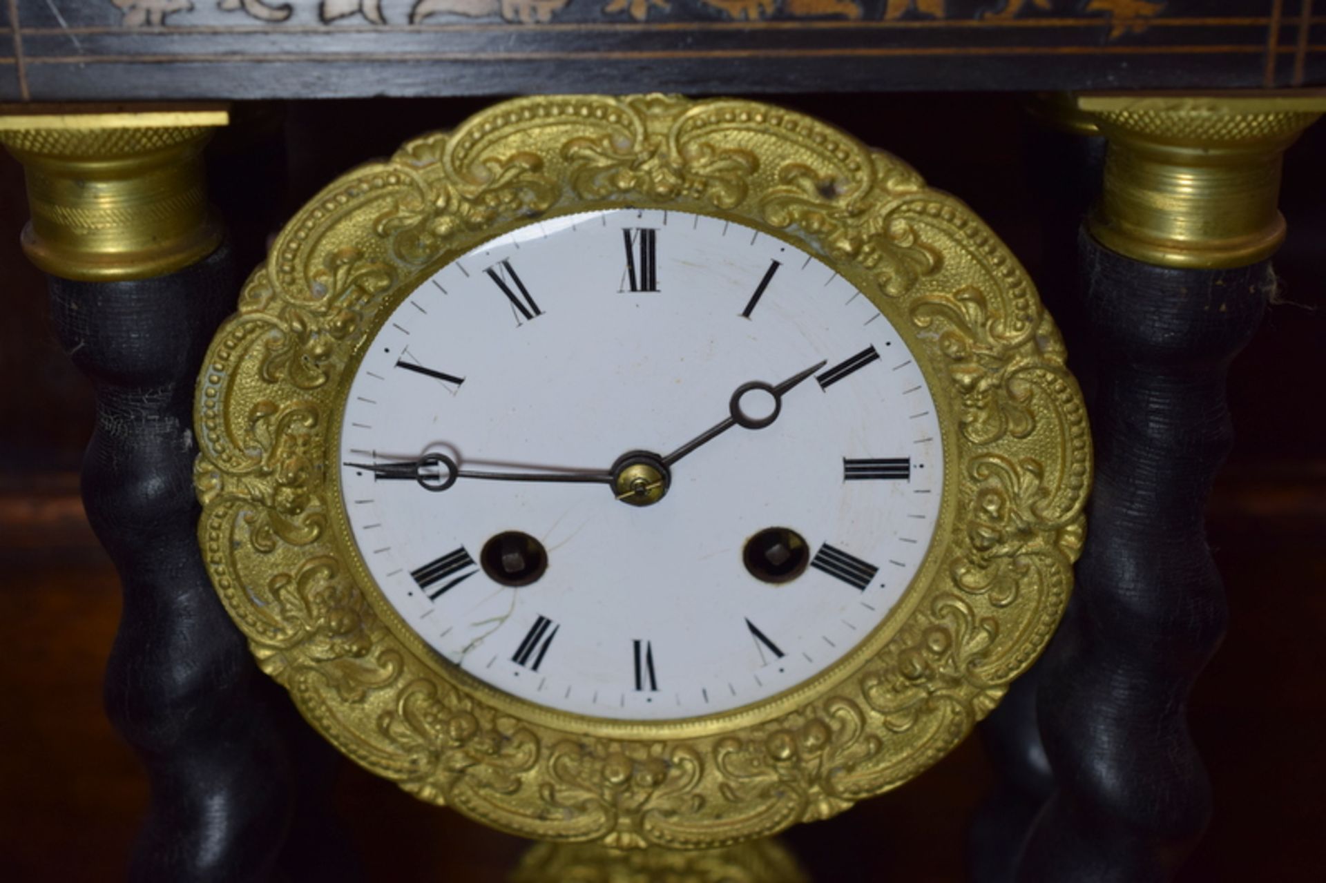 Very Pretty Wood And Gilded Portico Clock - Image 2 of 2