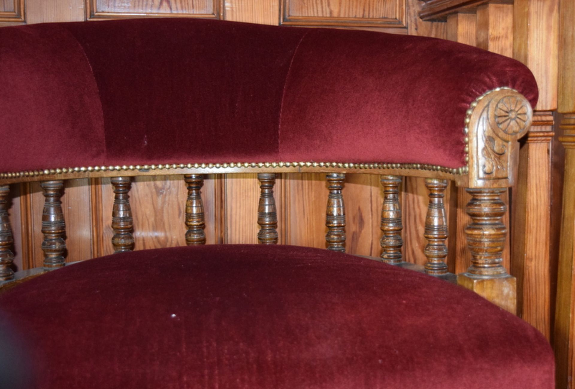 Ecclesiastical Elder's Chair In Oak And Red Velour - Image 2 of 2