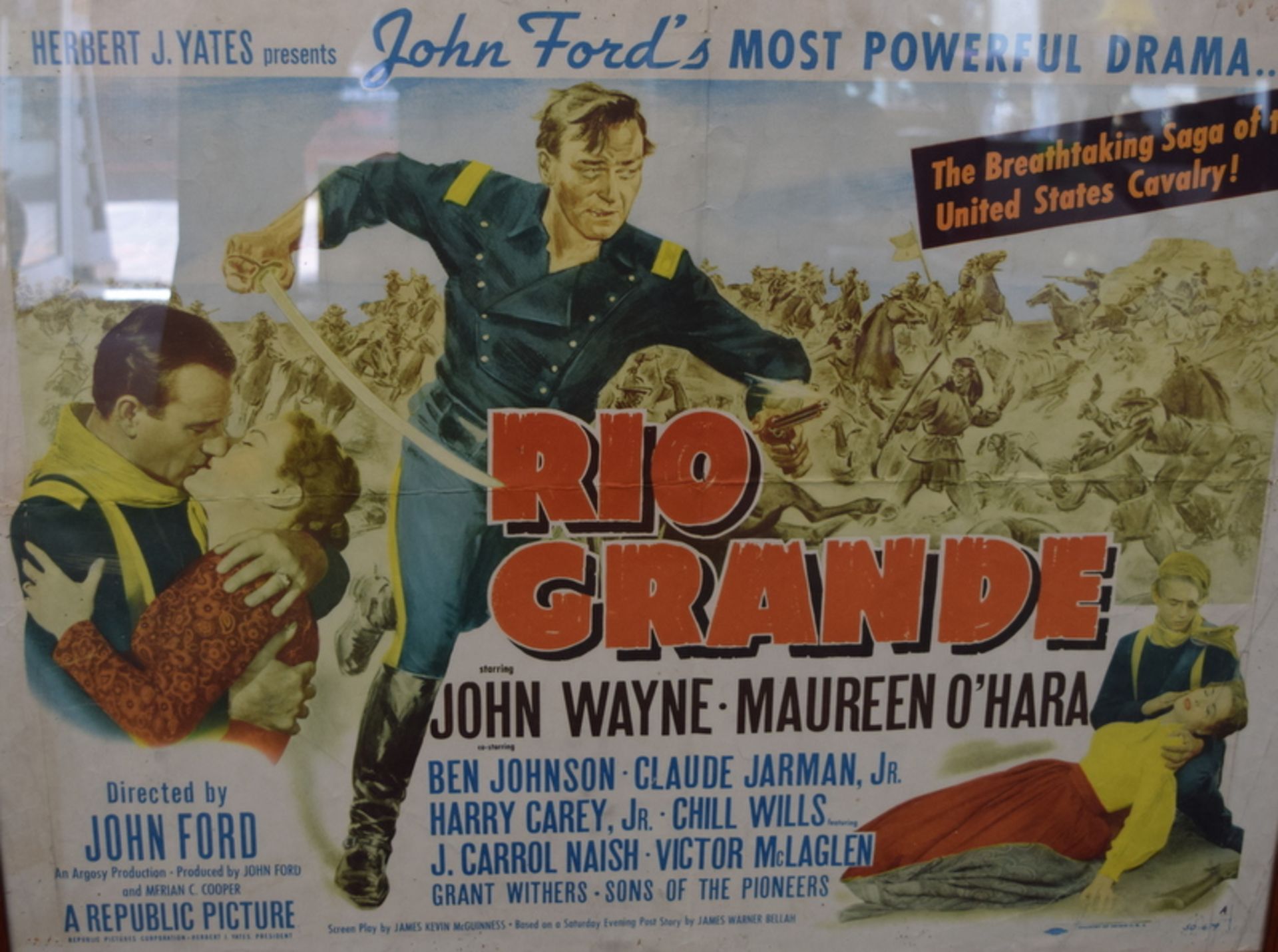 1950 Rio Grande John Wayne Maureen O'Hara Cinema Poster .30x24 - Image 3 of 3