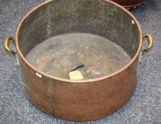 Very Large Copper Pan With Brass Handles