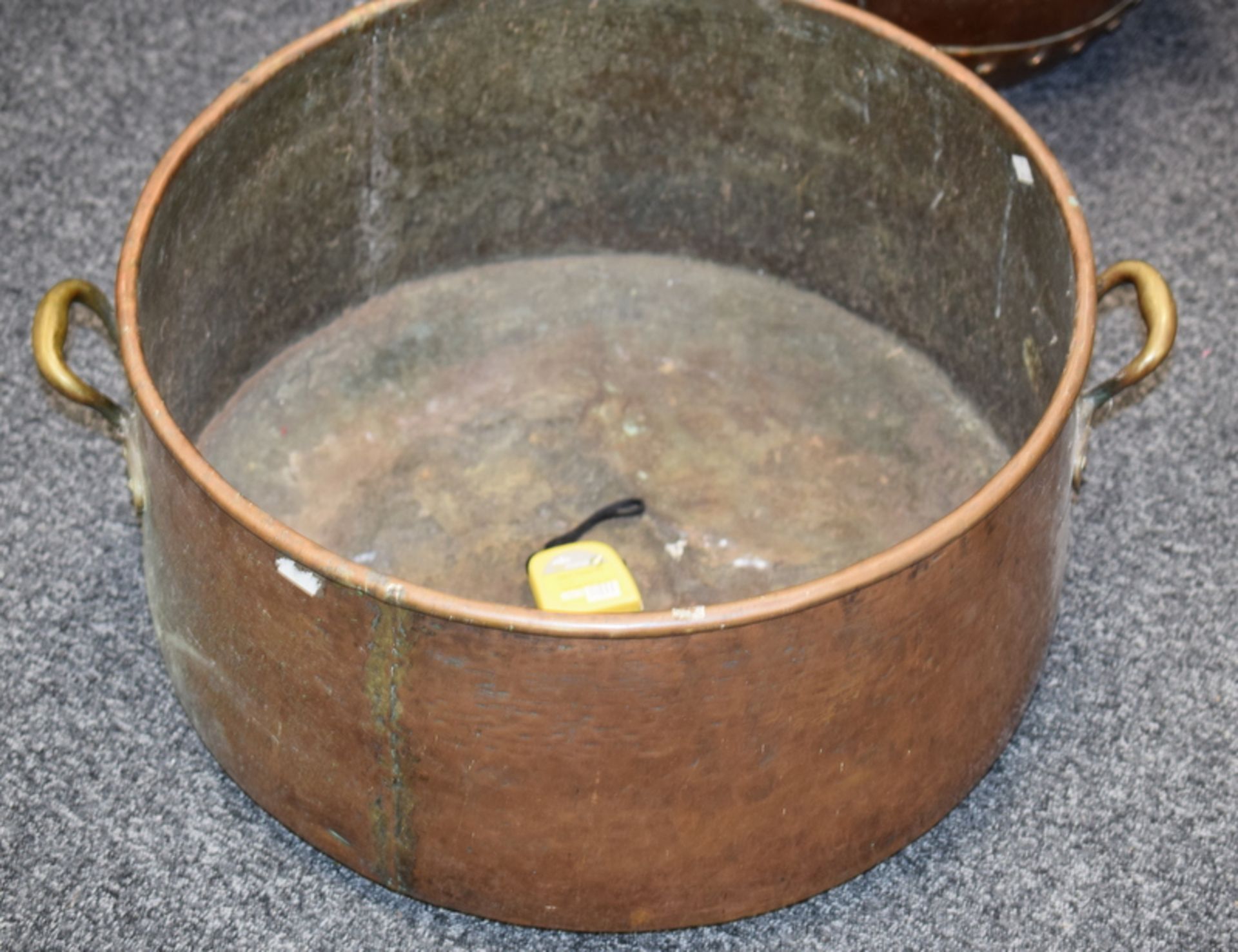 Very Large Copper Pan With Brass Handles