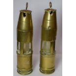 Pair Of WW2 Trench Art Brass Oil Lamps.