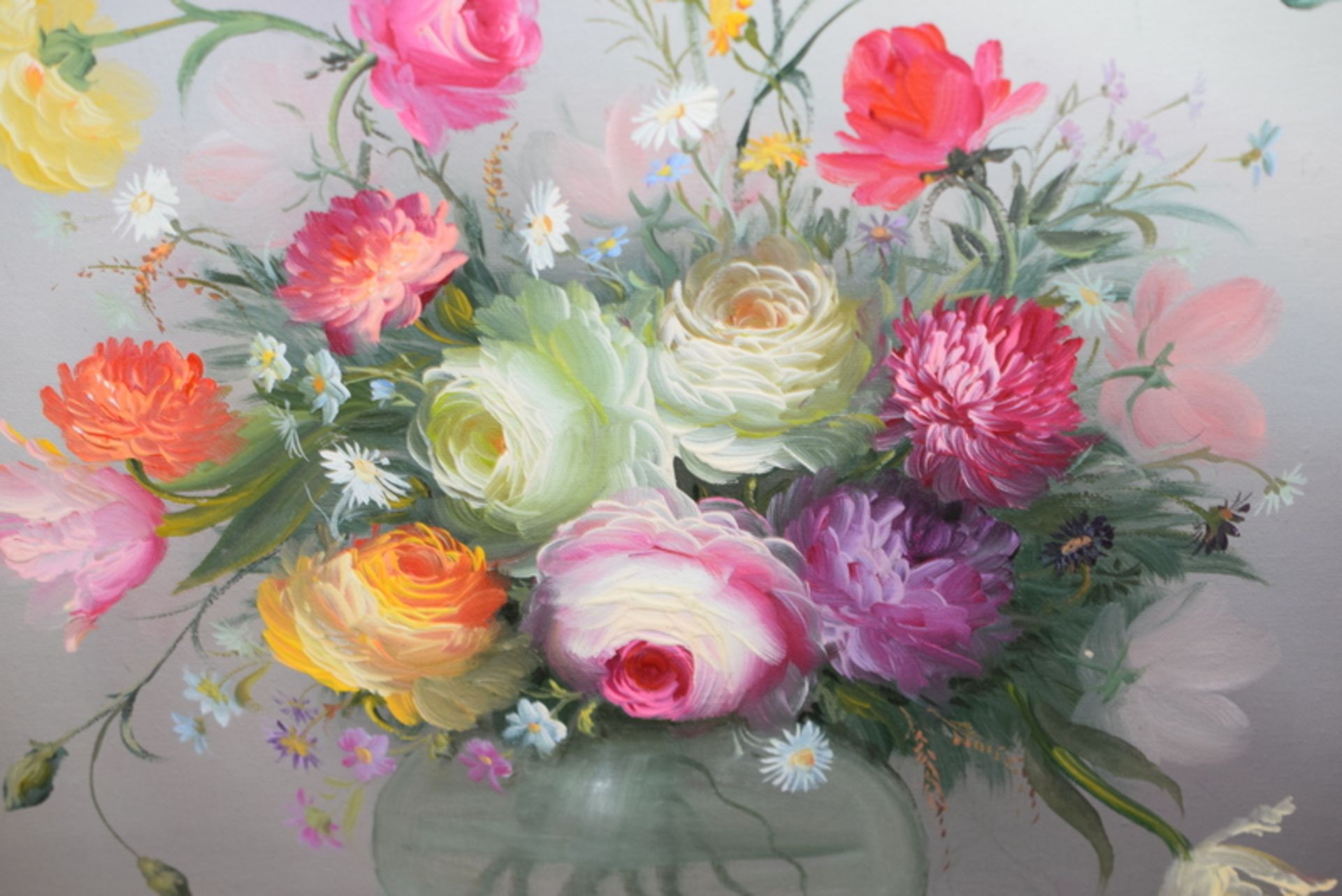 Oil On Canvas Painting Of Flowers In Bowl By Cooper - Image 2 of 3