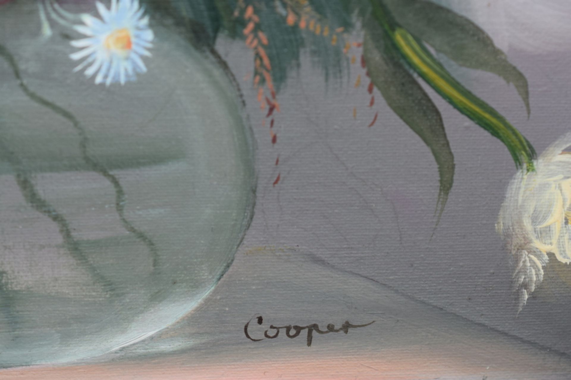 Oil On Canvas Painting Of Flowers In Bowl By Cooper - Image 3 of 3