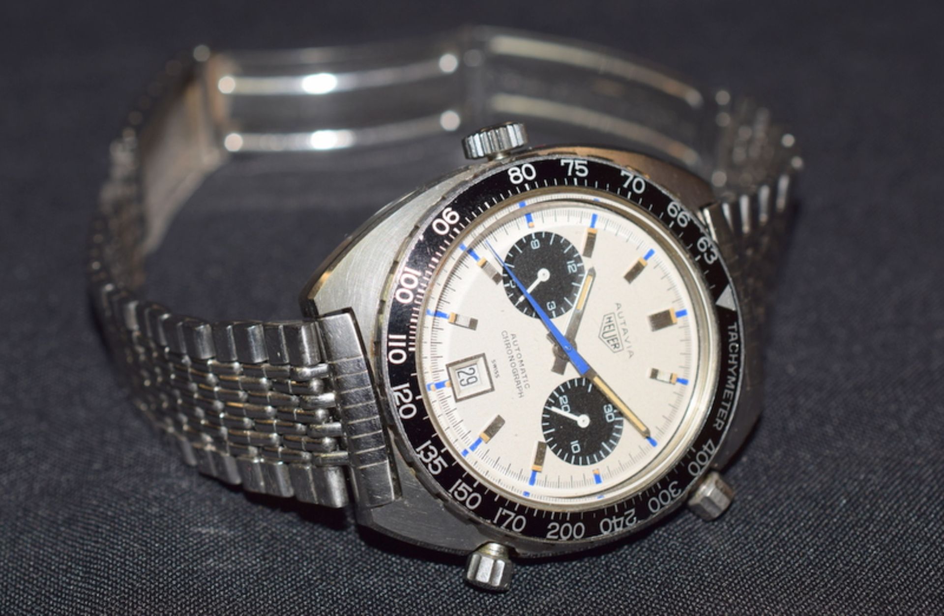 Rare Heuer Autavia 'Jo Siffert' Cal 1163 Chronograph c1969 - Image 9 of 19