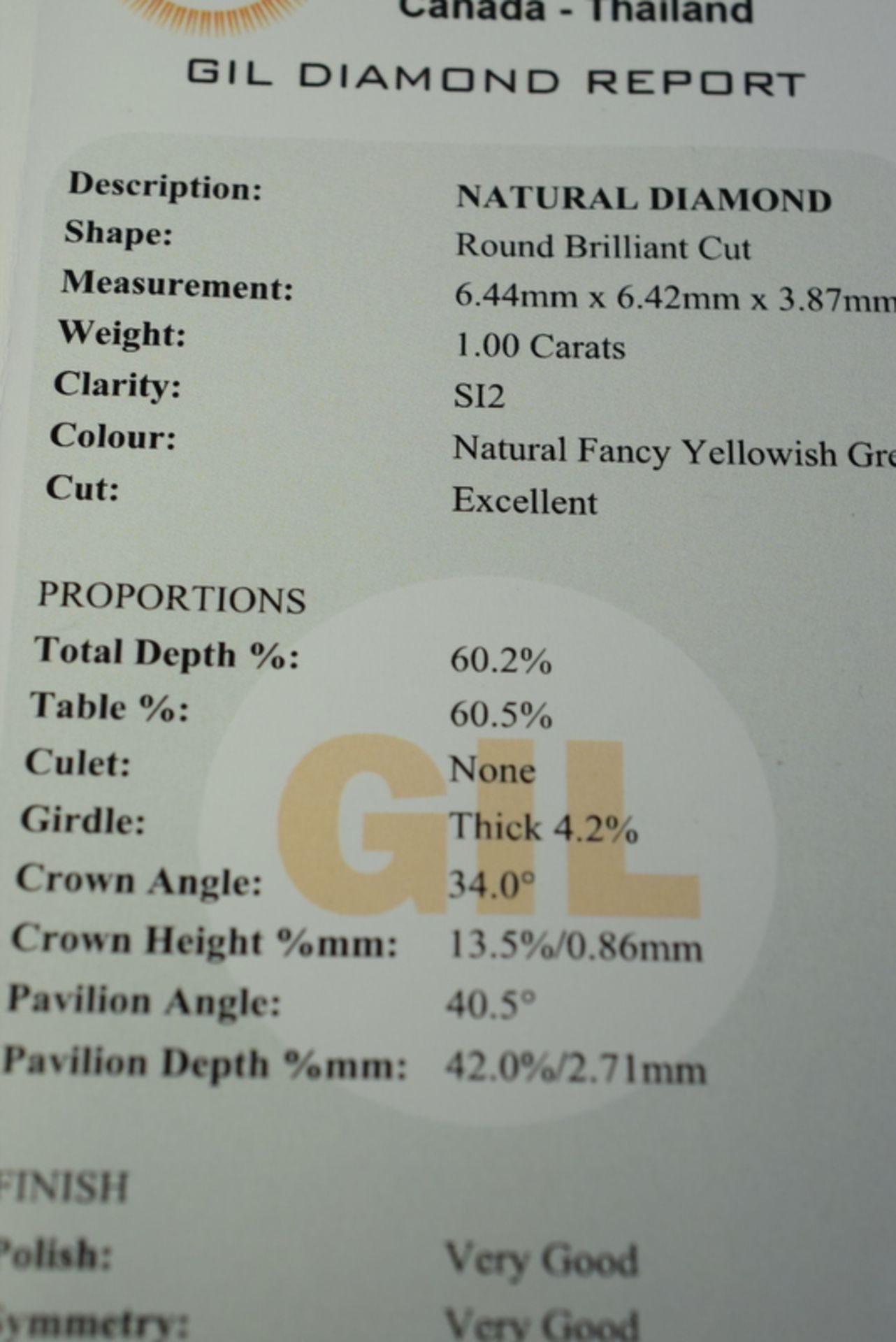 Natural 1ct Diamond Fancy Yellow/Green Colour With Certificate. - Image 7 of 7