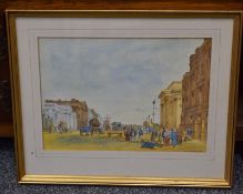 Pen And Watercolour Painting Of Street Scene By E.W.Vergan 80