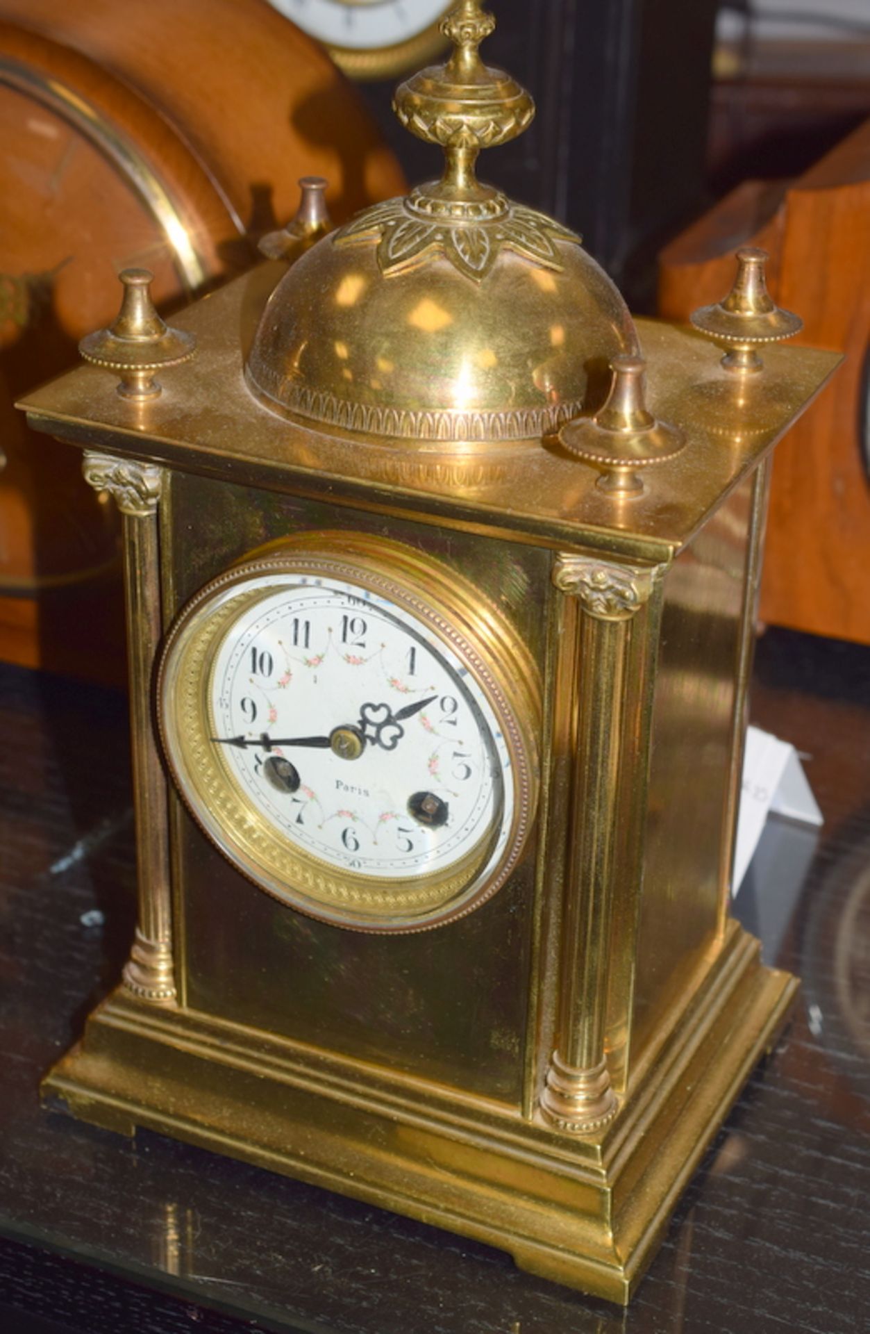 Large Brass Carriage Style French Mantle Clock