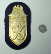 German Narvik Shield Badge On Cloth Background