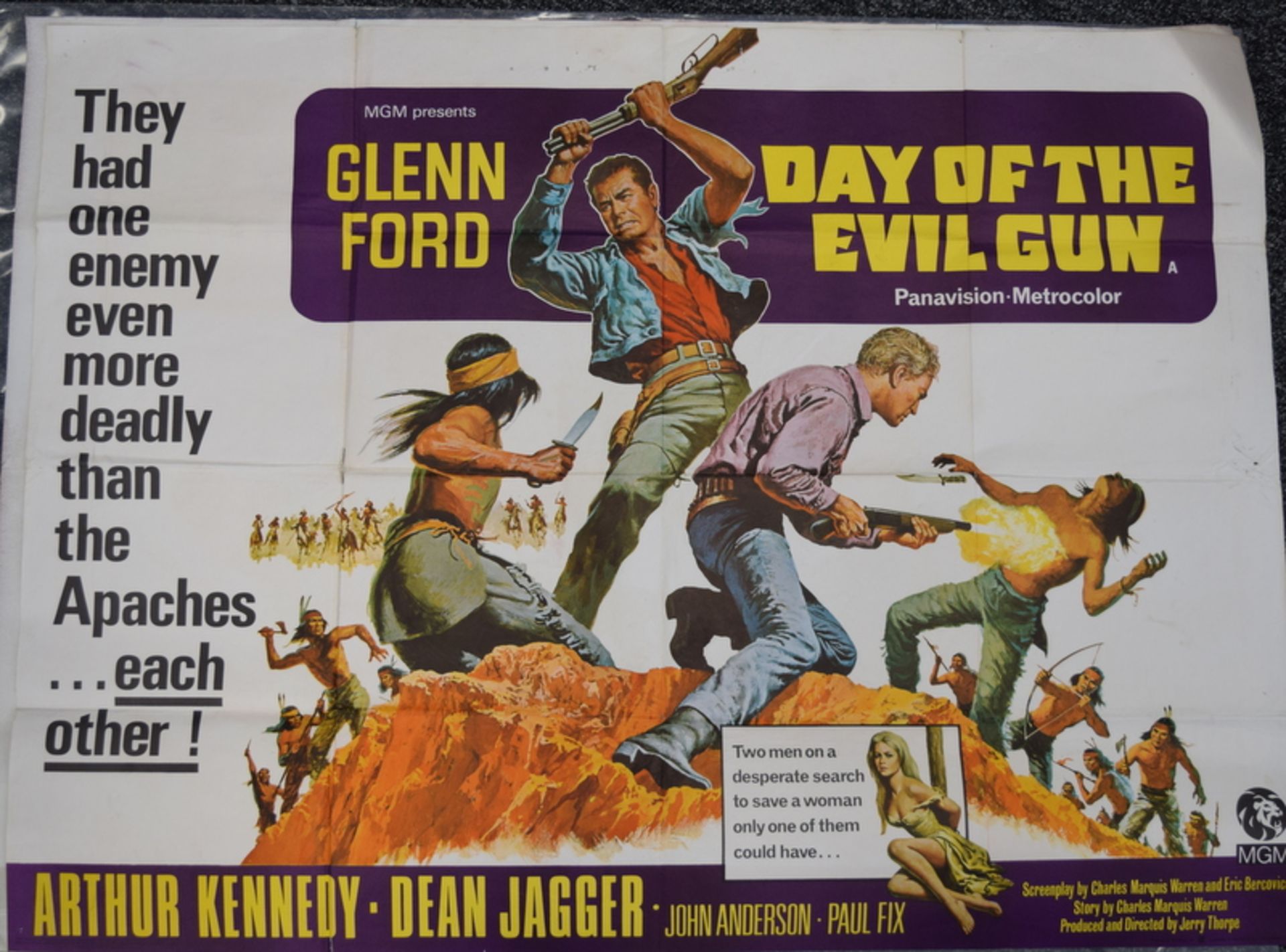 Original Glenn Ford Day Of The Evil Gun Cinema Poster .40x30
