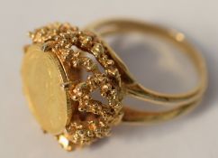Naiguata Indian Chief Gold Coin type ring in 9ct.