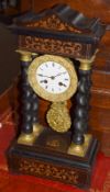 Very Pretty Wood And Gilded Portico Clock
