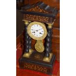 Very Pretty Wood And Gilded Portico Clock