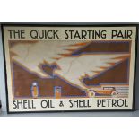 Vintage Art Deco Style Shell Oil & Petrol Advertising Poster Framed