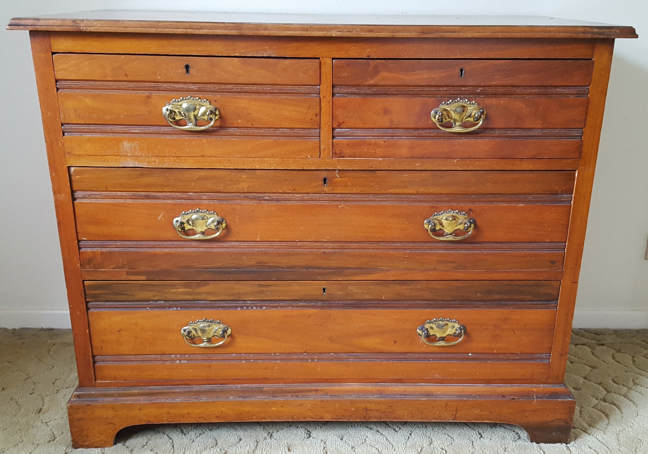 Antique Vintage Late Victorian Early Edwardian Set Of Drawers 2 Over 2 NO RESERVE