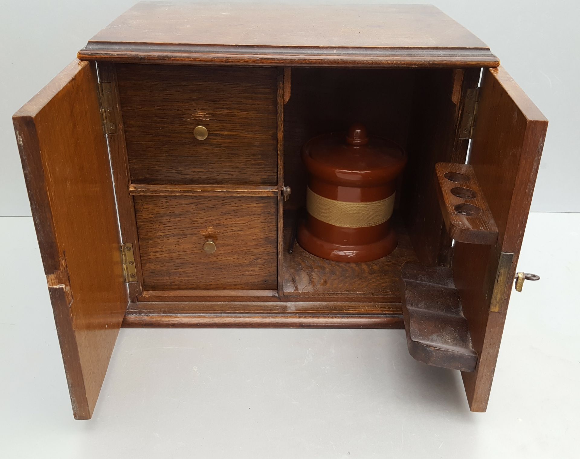 Vintage Retro Oak Smokers Cabinet Jar A/F NO RESERVE - Image 2 of 4