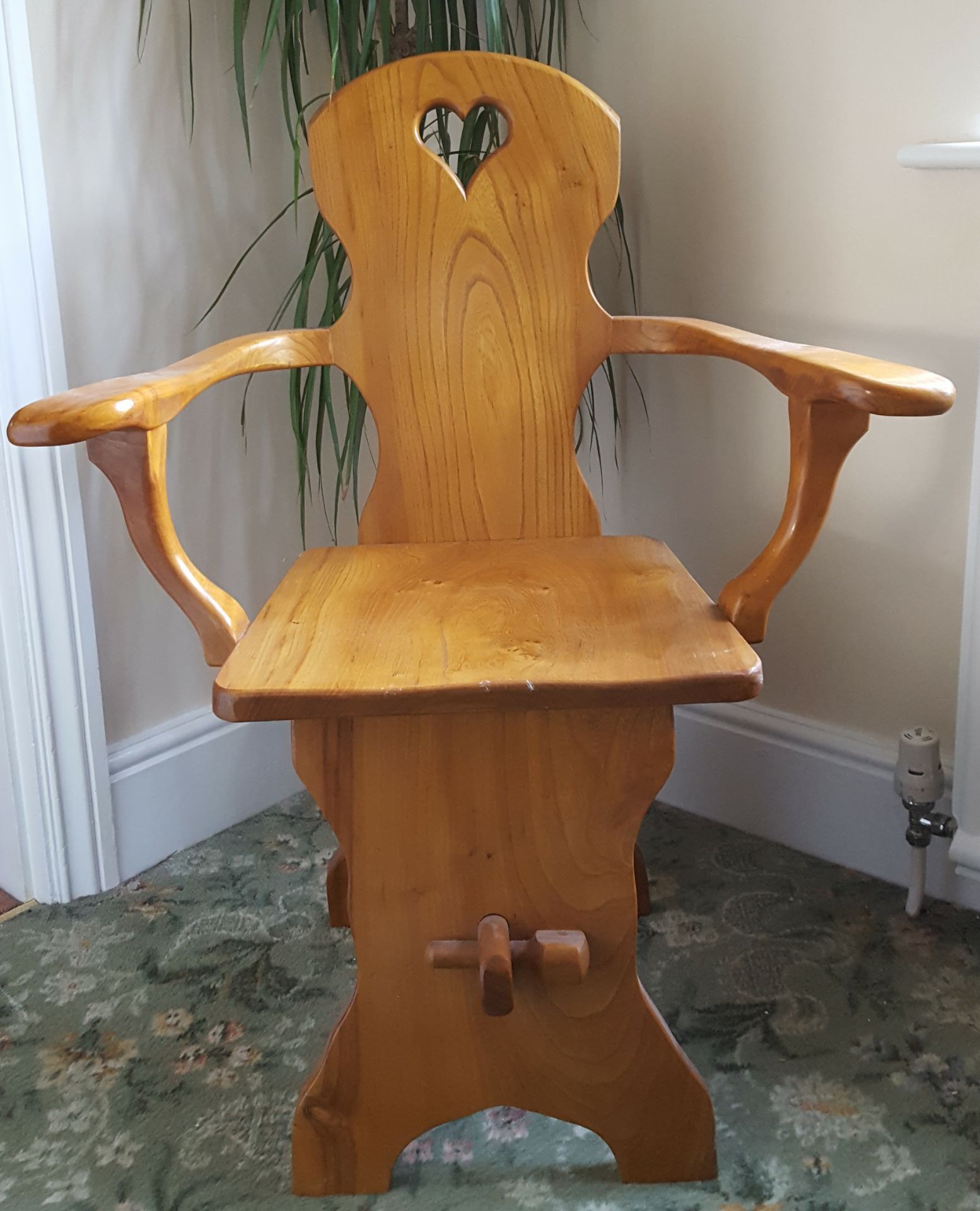 Vintage Solid Elm Arm Chair Hand Made 1970's Ideal For A Hall or Corner