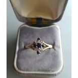 Vintage 9ct Gold Sapphire & Diamond Ring Sheffield 1985 Size 'O'