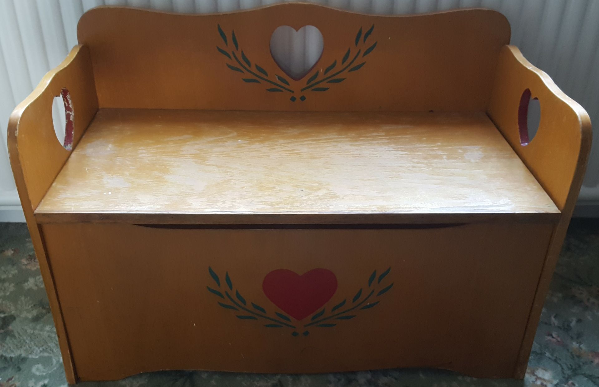 Vintage Retro Solid Pine Childs Window Seat & Store Box - Image 2 of 2