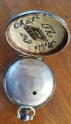 Antique S Benzies of Cowes Full Hunter Silver 935 Pocket Watch with Masonic Connections