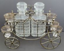 Vintage Kitsch Retro Plated Royal Carriage Decanter & Shot Glasses