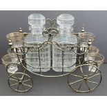 Vintage Kitsch Retro Plated Royal Carriage Decanter & Shot Glasses