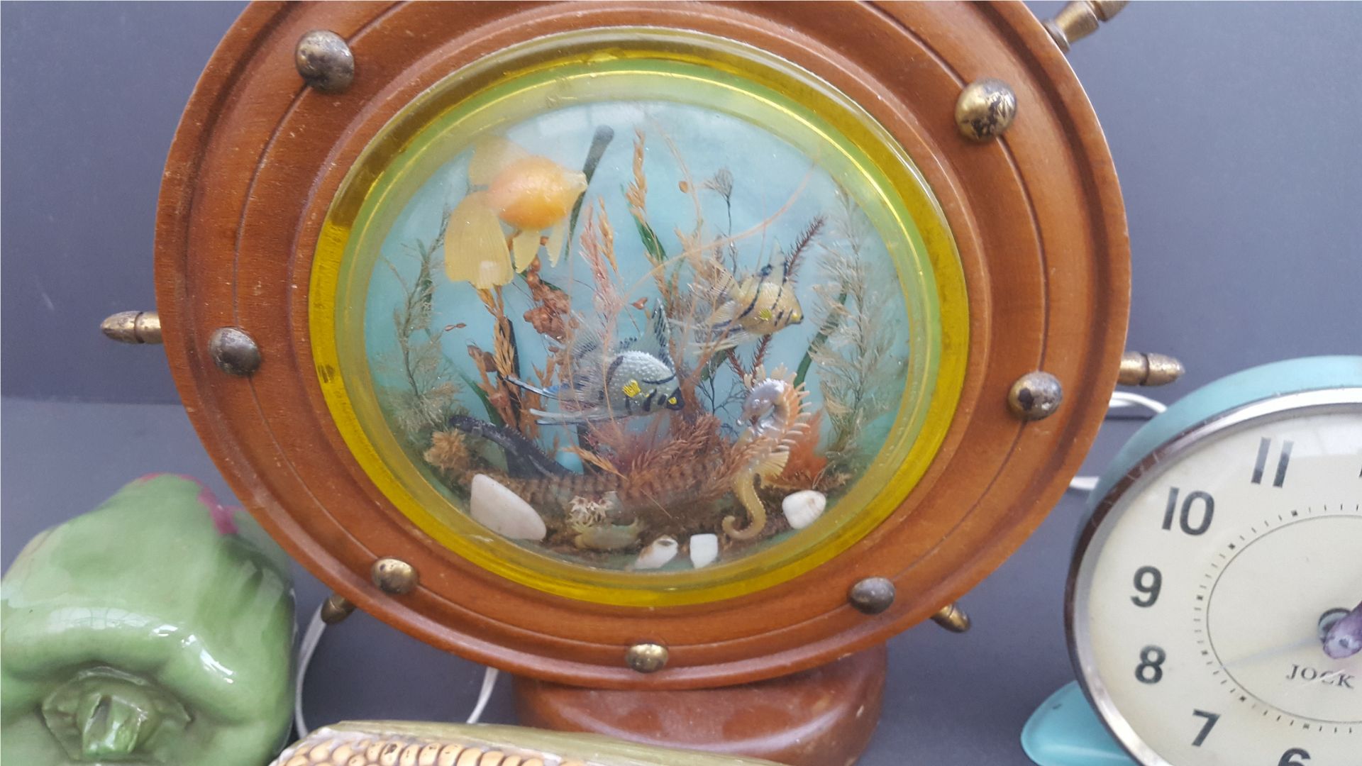 Vintage Kitsch Retro Ships Wheel Table Light & Ceramic Fruit & Veg - Bild 2 aus 3