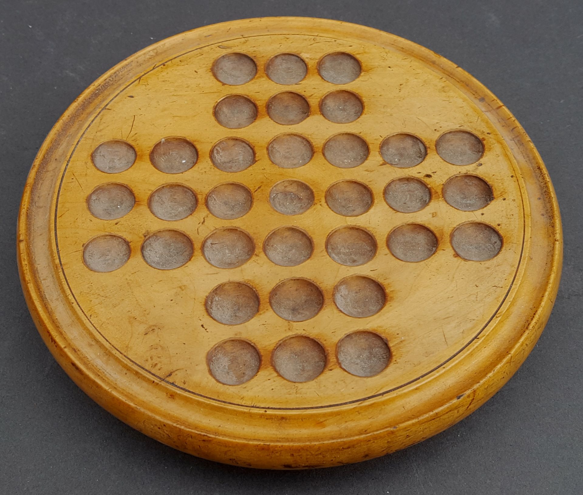 Antique Vintage Wooden Solitaire Game With Original Marbles - Image 3 of 3