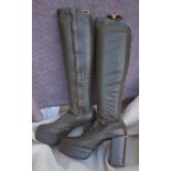 Vintage Retro Ladies Green Platform Knee Length Boots