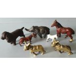 Vintage Metal Toy Animal Figures Elephant Horses and Donkeys NO RESERVE