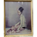 Vintage Retro Print of Princess Saw Ohn Nyun by Sir Gerald Kelly c1960's In Original Frame