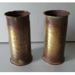 Military WWI Trench Art Sell Casings German Karlsruhe 37mm Shells. Inscribed A W Potts & A H Potts