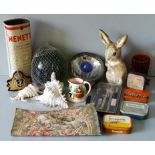 Vintage Retro Parcel of Items Includes Shells Tins Tapestry Glass & Ceramics NO RESERVE