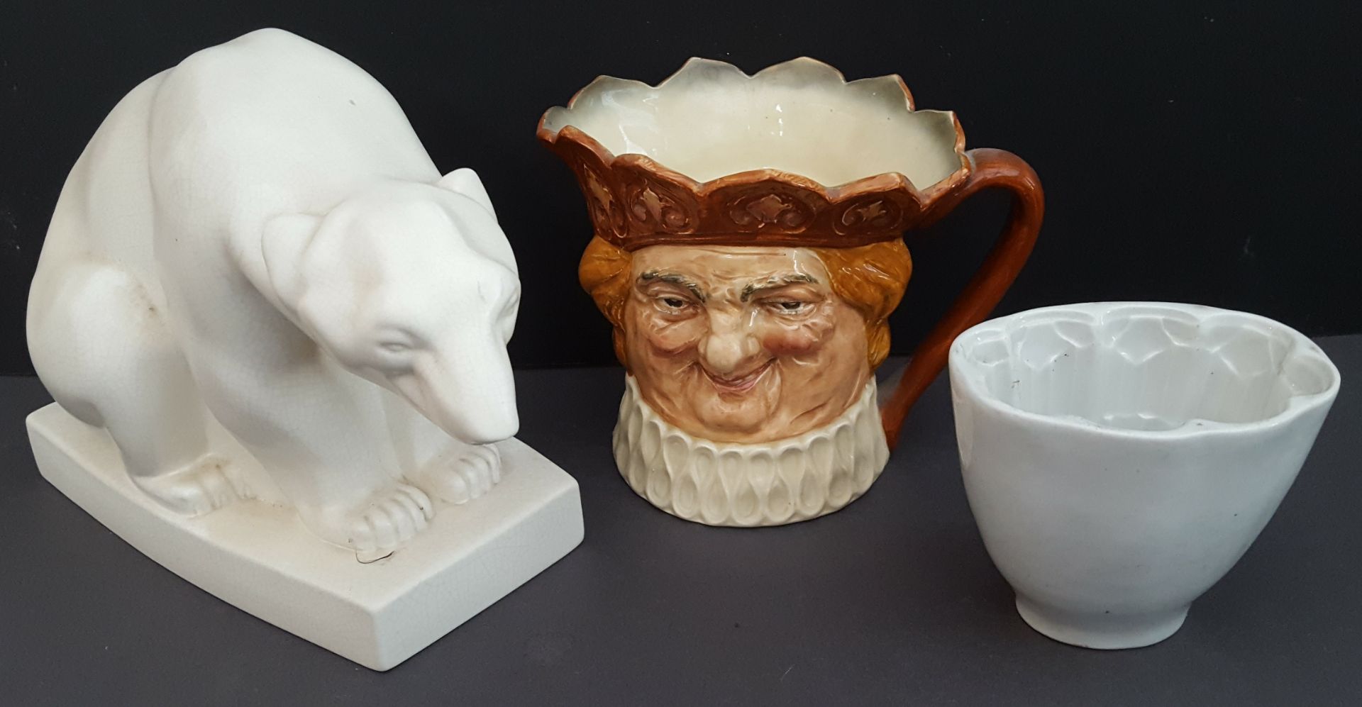 Antique Vintage Wedgwood Polar Bear Figure Royal Doulton Character Jug & Foley Jelly Mould