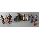 Antique Collectable Britains Metal Toy Figures Military Motorbike Red Indians Cowboys Medical