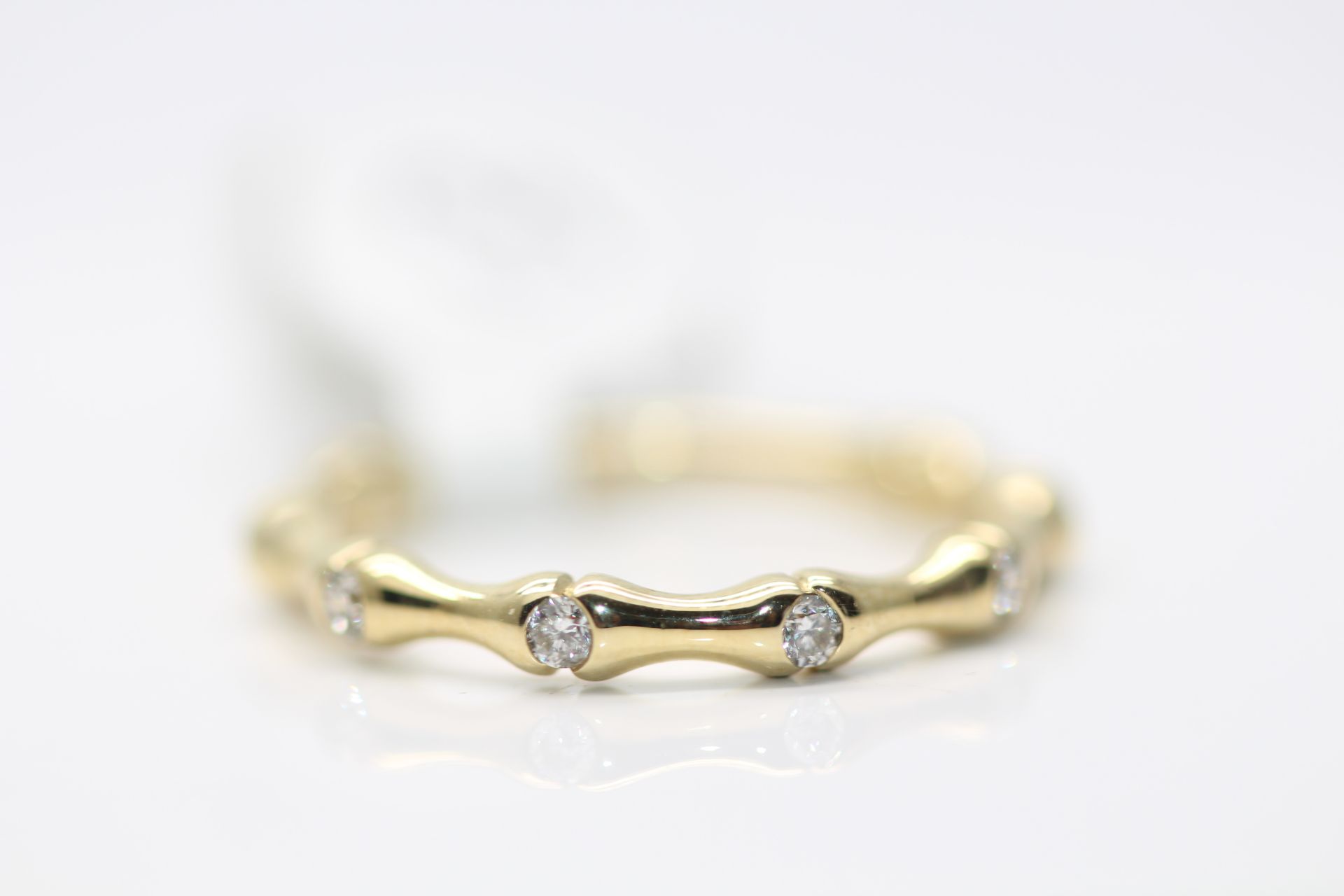 9ct Yelow Gold Diamond Half Eternity Ring, Diamond weight- 0.12 Carat, Clarity- SI, Colour- G,
