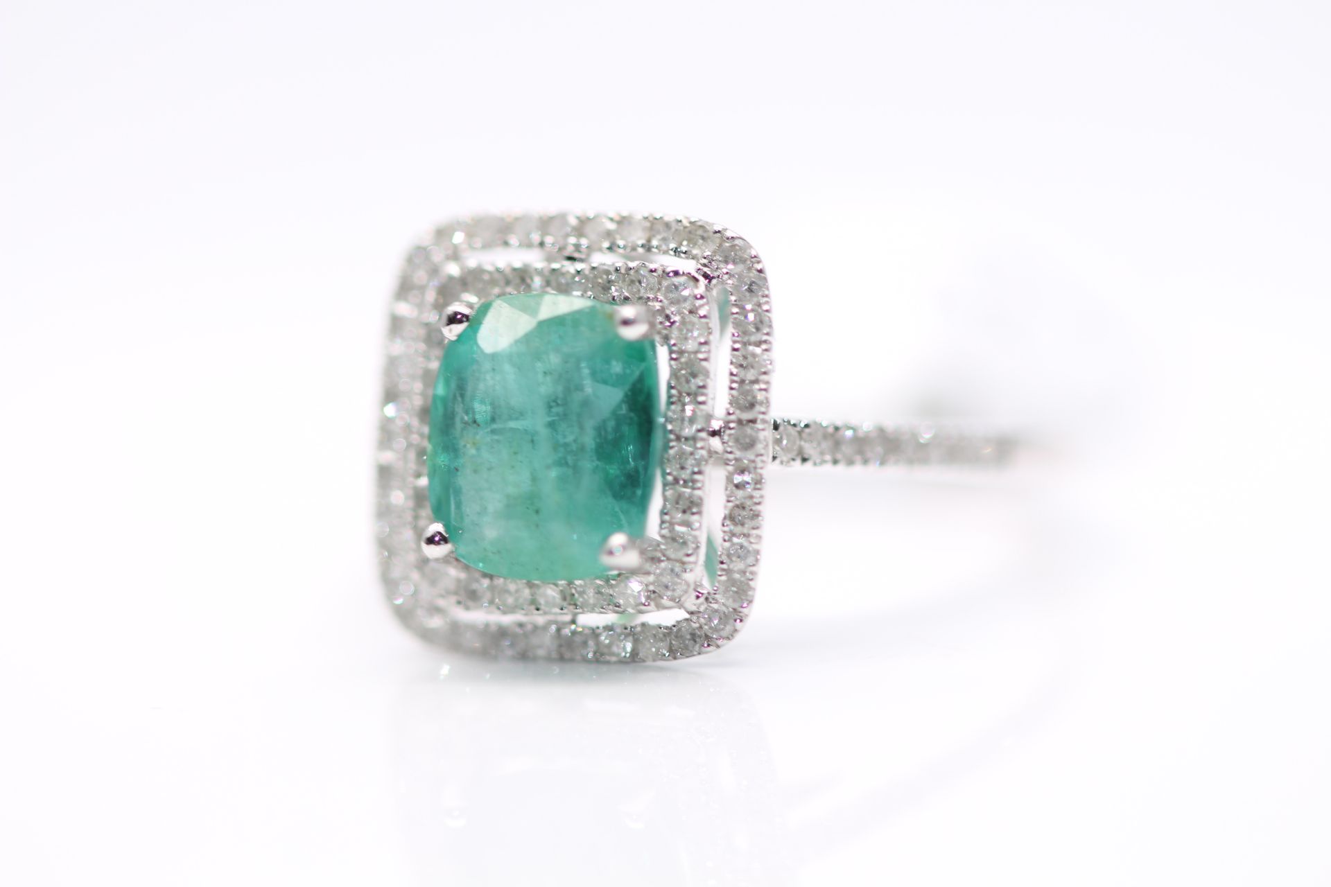 9ct White Gold Emerald And Diamond Ring, Emerald- Approx 2.00 Carat, With an Additional 0.40 - Image 2 of 3