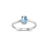 9ct White Gold Diamond and Oval Shape Blue Topaz Ring 0.01 Carats