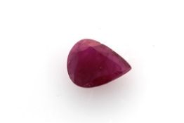Loose Ruby, Weight- 1.24 Carat, Shape- Pear, Clarity- SI, Colour- Red, Includes AGI Insurance