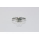 Platinum Ladies Diamond Ring, Set with one 1.53 Carat Brilliant cut diamond solitaire
