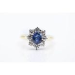 18ct Yellow Gold Ladies Sapphire And Diamond Ring, Sapphire Weight- 0.90 Carat, Diamond Weight- 0.96