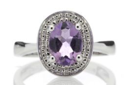9ct White Gold Cluster Diamond Amythyst Ring 0.02 Carats