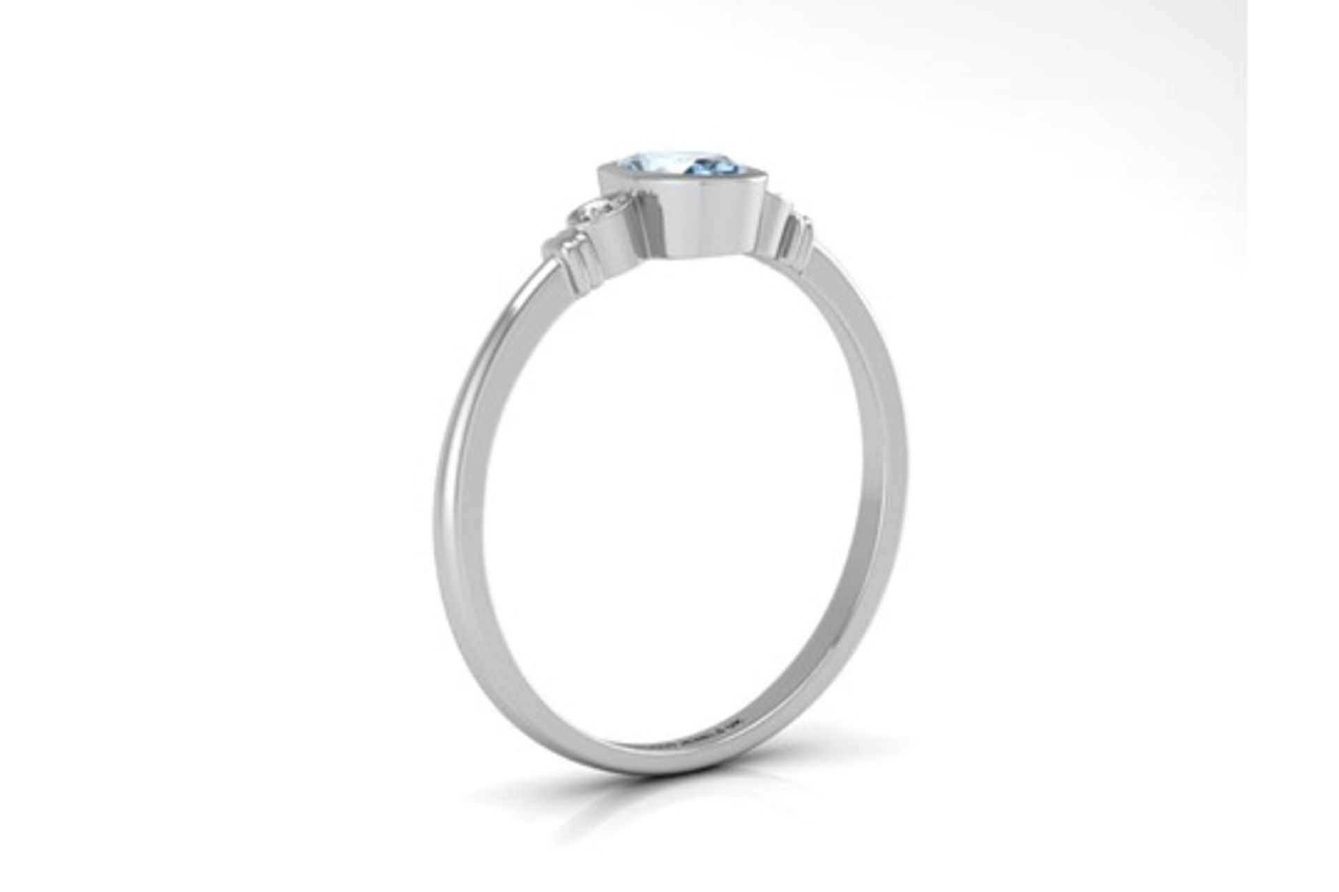 9ct White Gold Diamond And Oval Shape Blue Topaz Ring 0.01 Carats - Image 2 of 4