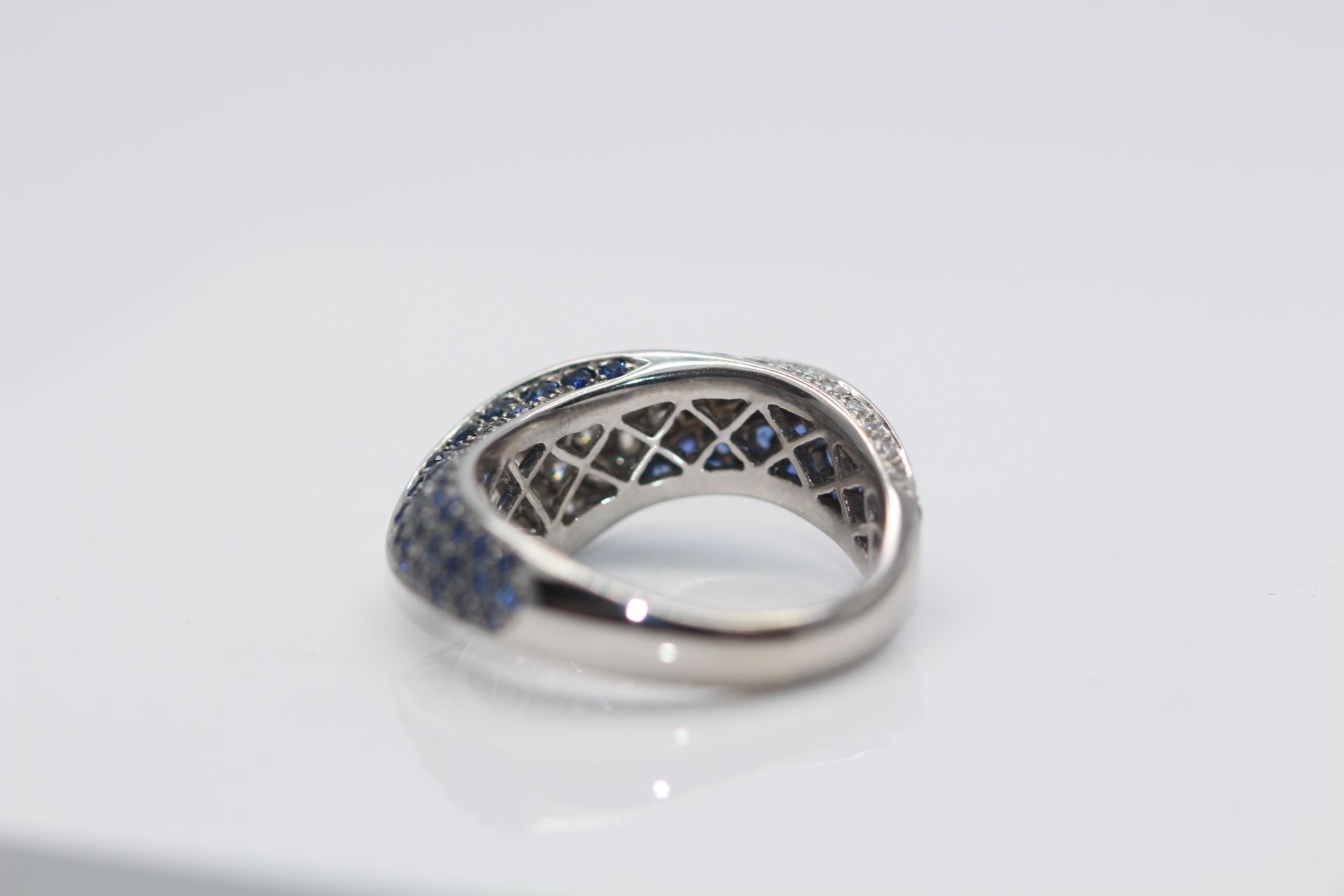 18ct White Gold Diamond and Sapphire Ring, - Image 3 of 5