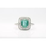 9ct White Gold Emerald And Diamond Ring, Emerald- Approx 2.00 Carat, With an Additional 0.40