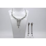 14ct White Gold Ladies Diamond Earrings and Necklace set