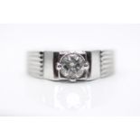 18ct White Gold Unisex Diamod Solitaire Ring, Set With One 0.81 Carat Single Diamod Solitaire,