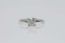 18CT White Gold Ladies Diamond Solitaire Ring, Set with one 1.04ct Brilliant cut diamond solitaire