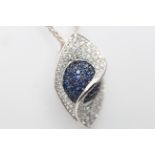 18ct White Gold Diamond And Sapphire Pendent